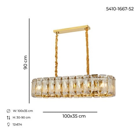 Pera 100*35 Yemek Masası Klasik Avize Eskitme