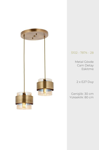 Roza 2li Tepsili Modern Avize Eskitme