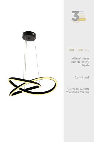 Seren Tekli Sarkıt Avize Siyah
