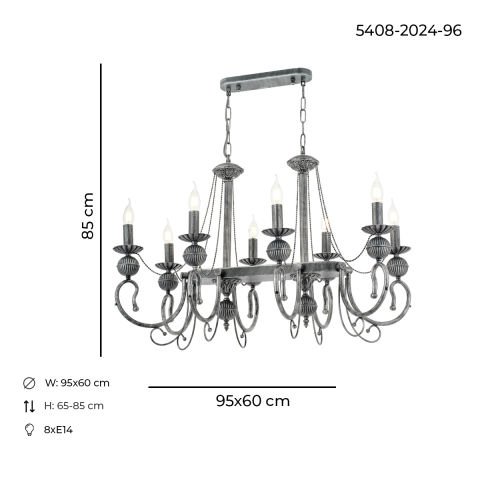 Kaşgar 8li Yemek Masası Antrasit