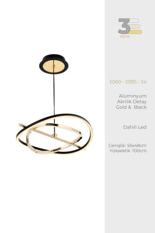 Tuna Tekli Sarkıt Avize Gold-Black