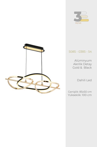 Tuna 2li Sarkıt Avize Gold-Black