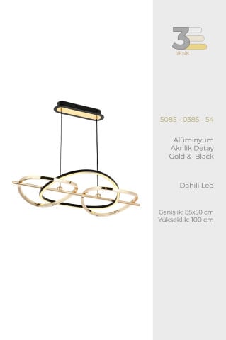 Tuna 2li Sarkıt Avize Gold-Black