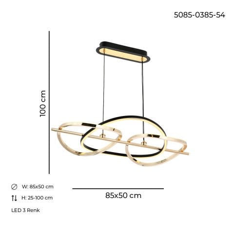 Tuna 2li Sarkıt Avize Gold-Black