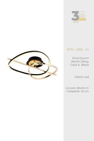 Tuna 2li Plafonyer Avize Gold-Black